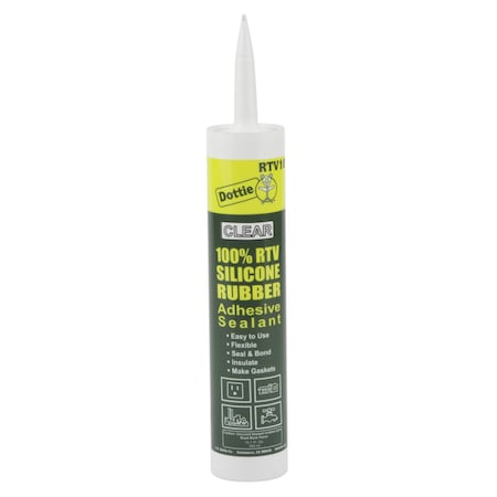 Dottie Silicone Sealant, 10.3 oz, Cartridge, Clear, Silicone Base RTV10